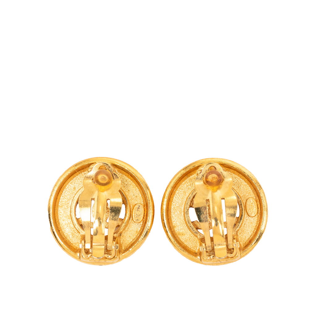 Pre-Loved Chanel CC Gold Plated Round Clip On Earrings - Picture 2 of 3